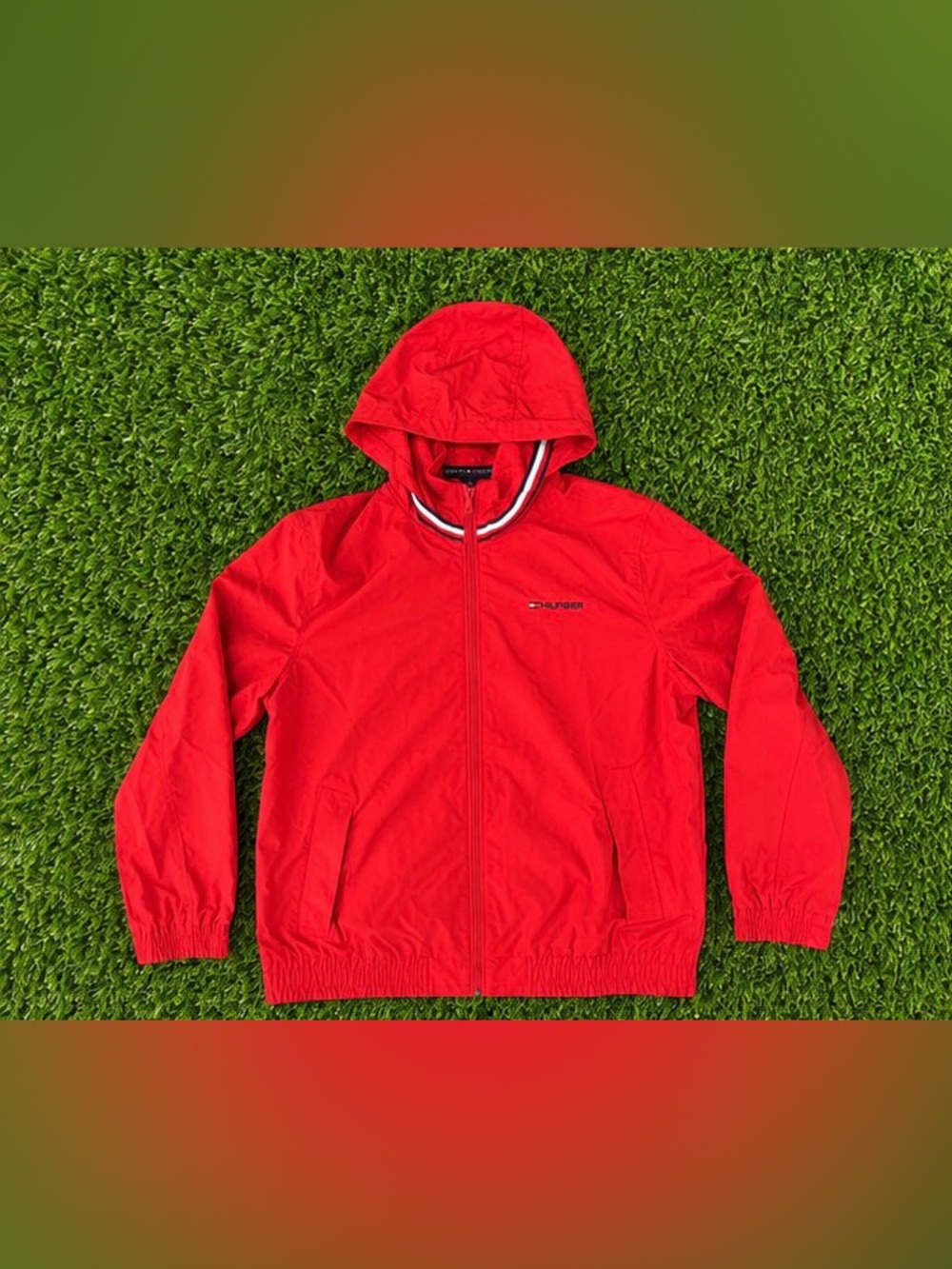 Tommy Hilfiger Vibrant Red Hooded Windbreaker